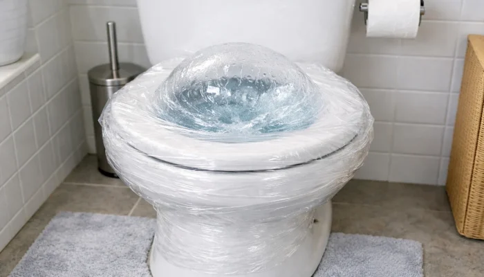 Como desentupir vaso sanitário com filme plástico